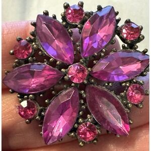 Marques Rhinestone Pin Brooch Flower Whymsigoth Dark Fairy Mourning Pink